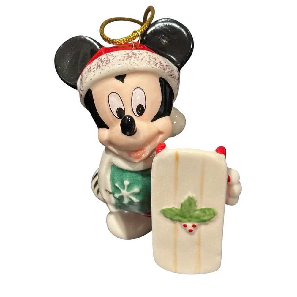 Disney Lenox Mickey‎ Mouse Let it Snow Christmas Ornament Porcelain Figure